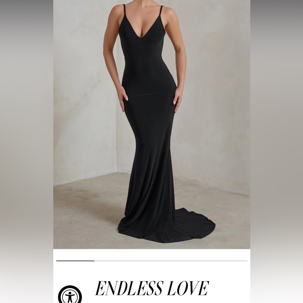 NWT Formal dress. Club London black backless knot detail
fishtail maxi dress